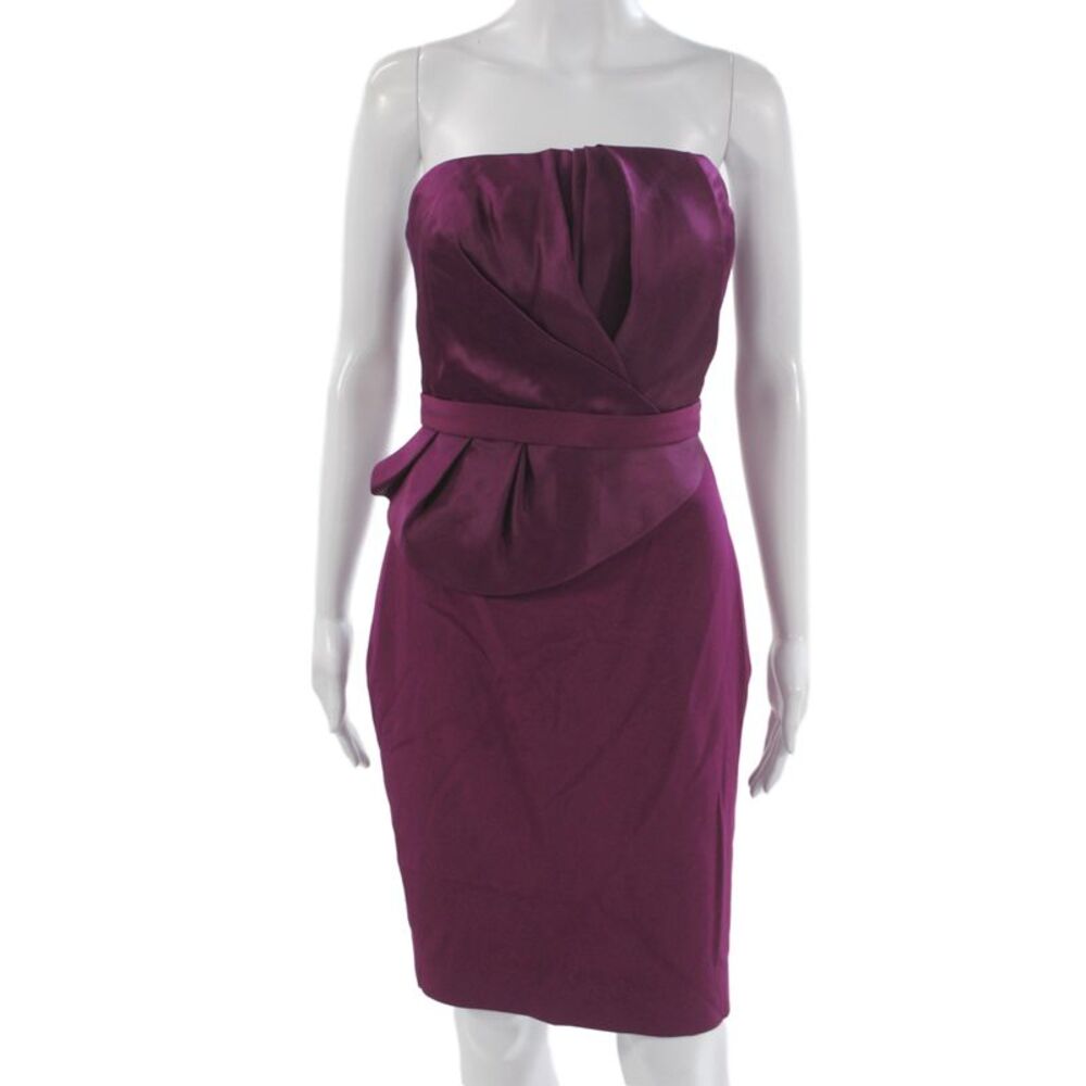 Marchesa Notte Womens Sheath Dress Purple Silk Sleeveless Hook & Eye Size 4